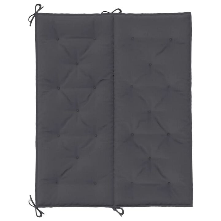 Claire 2pc Outdoor Cushion for Bench, Tufted Dark Gray Oxford Fabric - Benzara