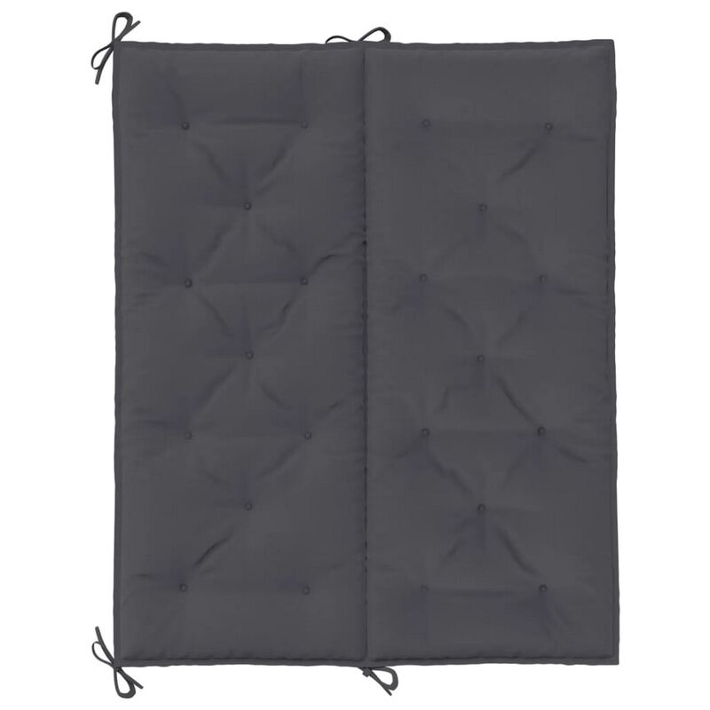 Claire 2pc Outdoor Cushion for Bench, Tufted Dark Gray Oxford Fabric - Benzara