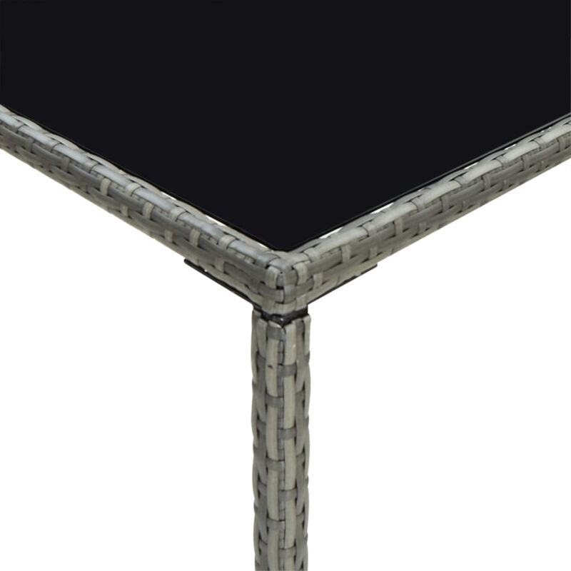 vidaXL Garden Bar Table Gray 27.6"x27.6"x43.3" Poly Rattan and Glass