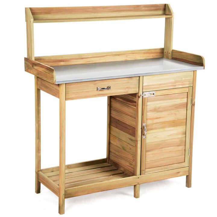 Hivvago Outdoor Garden Wooden Work Station Potting Bench