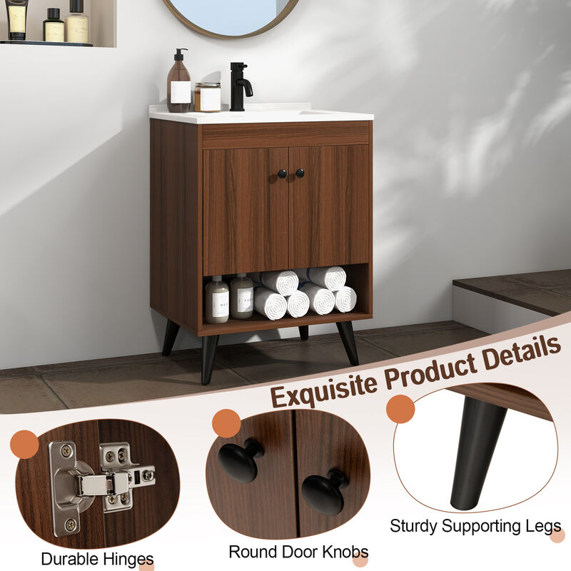 Wooden Bathroom Storage Cabinet with Sink