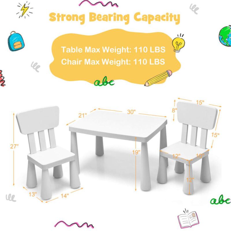 Hivvago 3 Pieces Toddler Multi Activity Play Dining Study Kids Table and Chair Set
