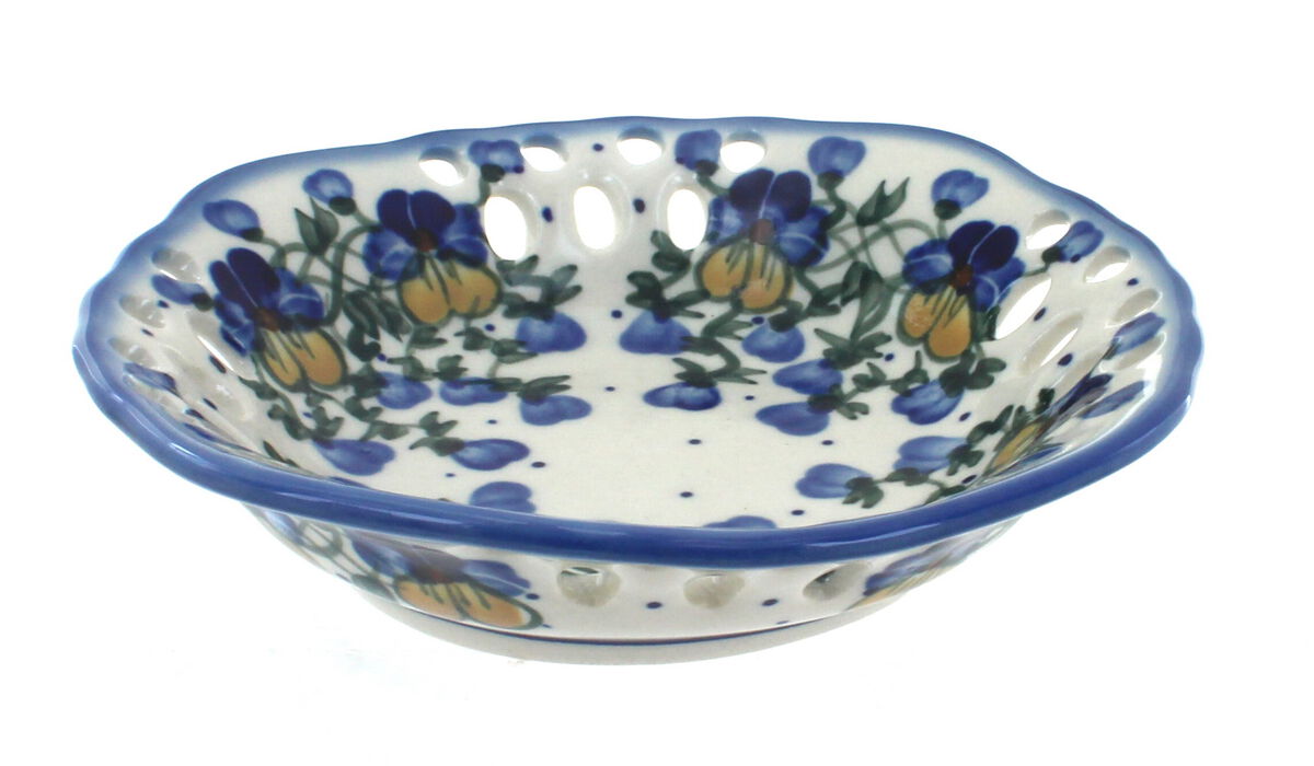 Blue Rose Polish Pottery Spring Butterfly Small Fruit Dish
