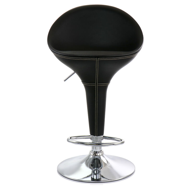 Elama 2 Piece Adjustable Plastic Bar Stool in Black with Chrome Base