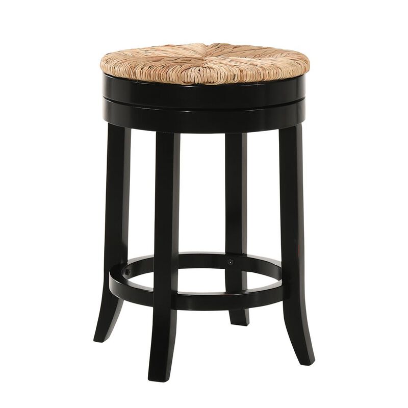 Carolina Living Irving 24 Swivel Rush Seat Counter Stool - Antique Black