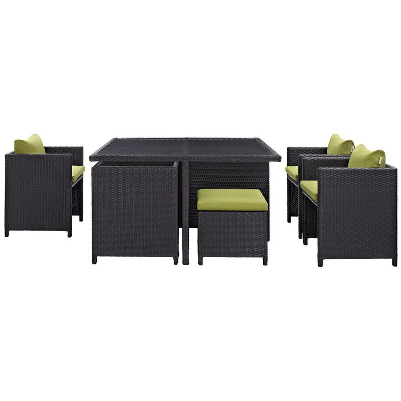 Inverse 9 Piece Outdoor Patio Dining Set - Espresso Peridot