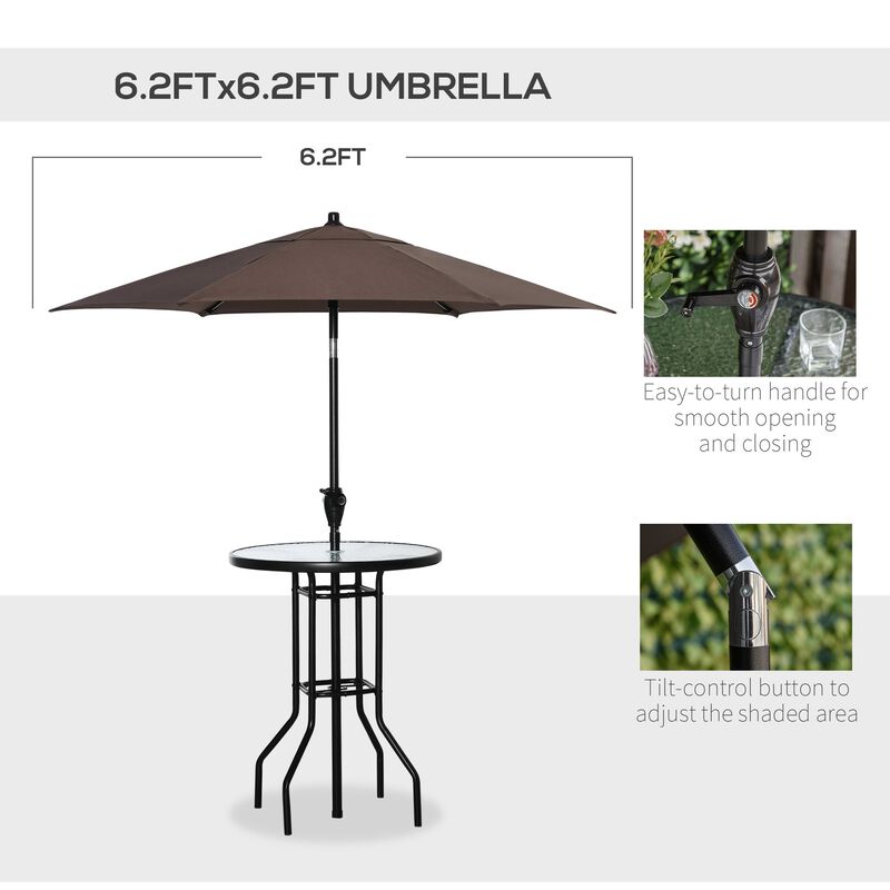 Black Patio Dining: 4-Piece Bar Set with Umbrella and Folding Chairs