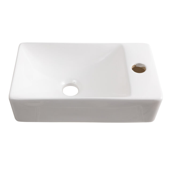 Felix 15 in. W x 8 in. D Modern Wall Mounted Rectangular Ceramic Mini Sink