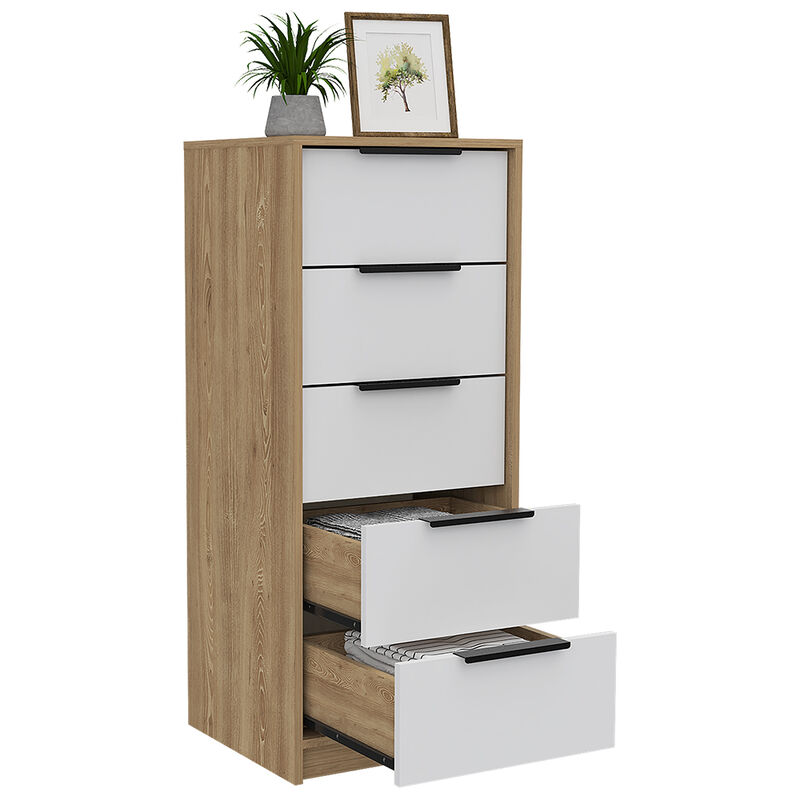 5 Drawers Dresser Maryland, Bedroom, White / Pine