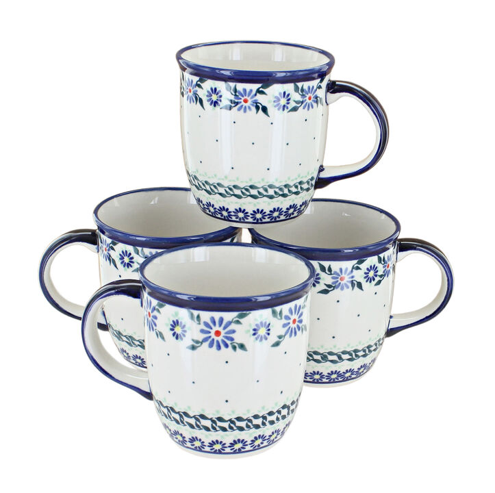 Blue Rose Polish Pottery Valentina 4 Piece Mug Set