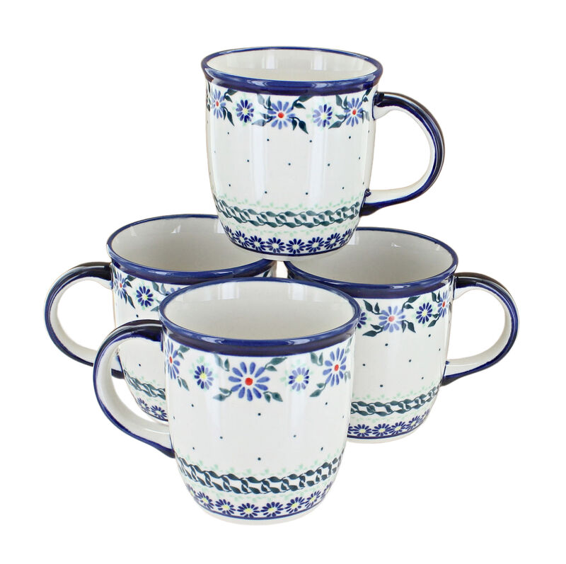 Blue Rose Polish Pottery Valentina 4 Piece Mug Set