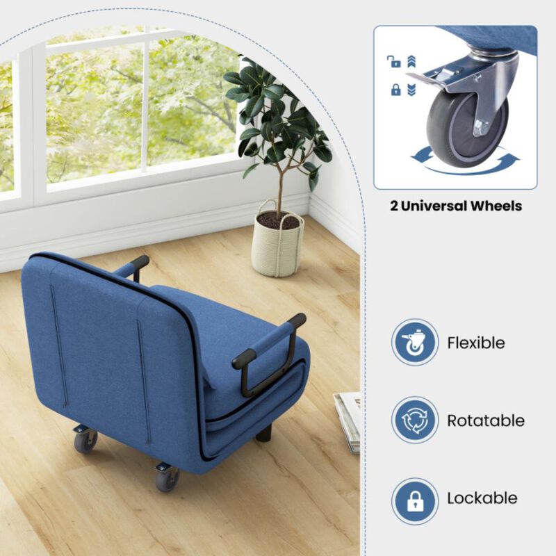 Hivvago 3-in-1 Convertible Sofa Bed with 5-Position Adjustable Backrest and Lumbar Pillow