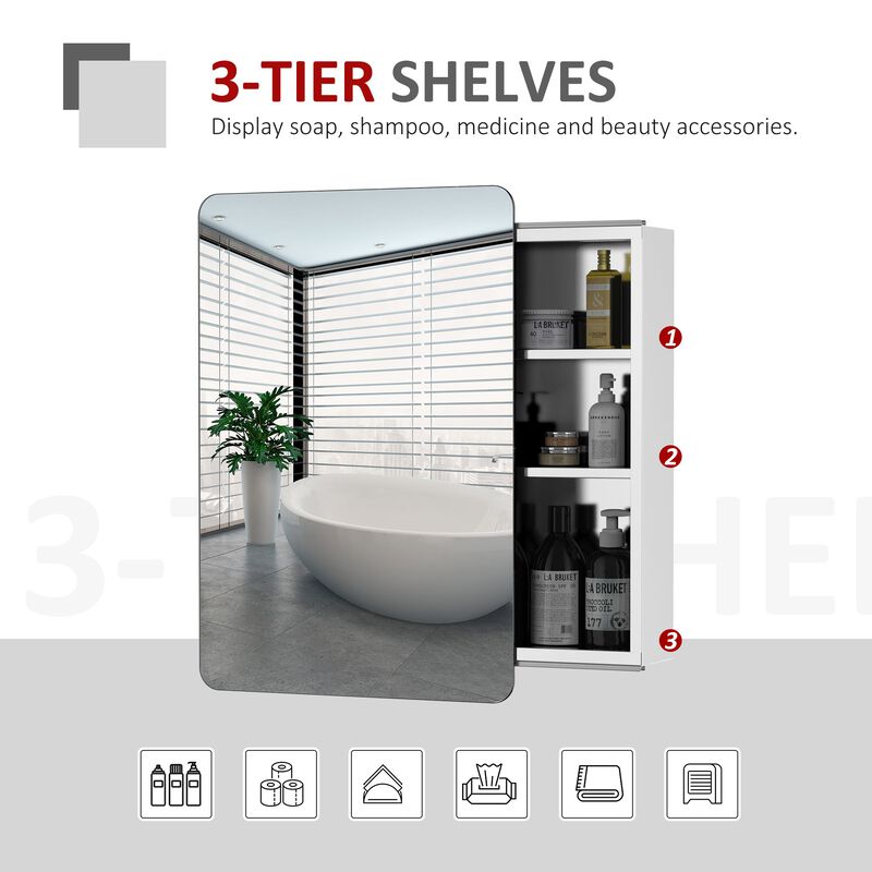 Mirrored Bathroom Cabinet: 18"x26" Stainless Steel Wall Organizer