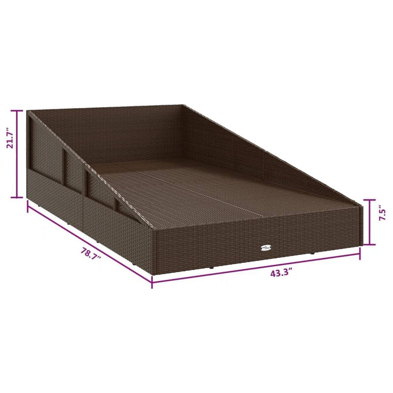 Garden Outdoor Daybed, White Polyester Cushions, Brown Poly Rattan - Benzara