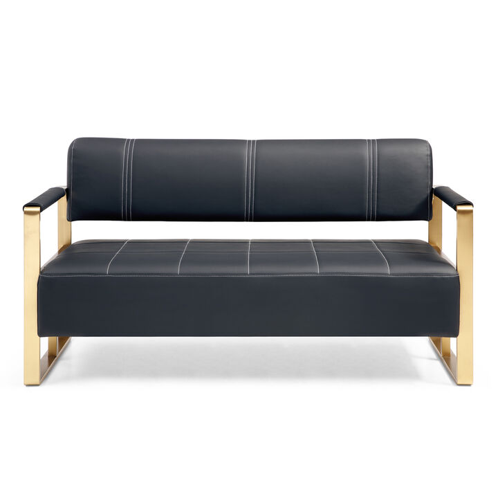 57.9" Width Modern Upholstery Faux Bonded Leather Loveseat Sofa