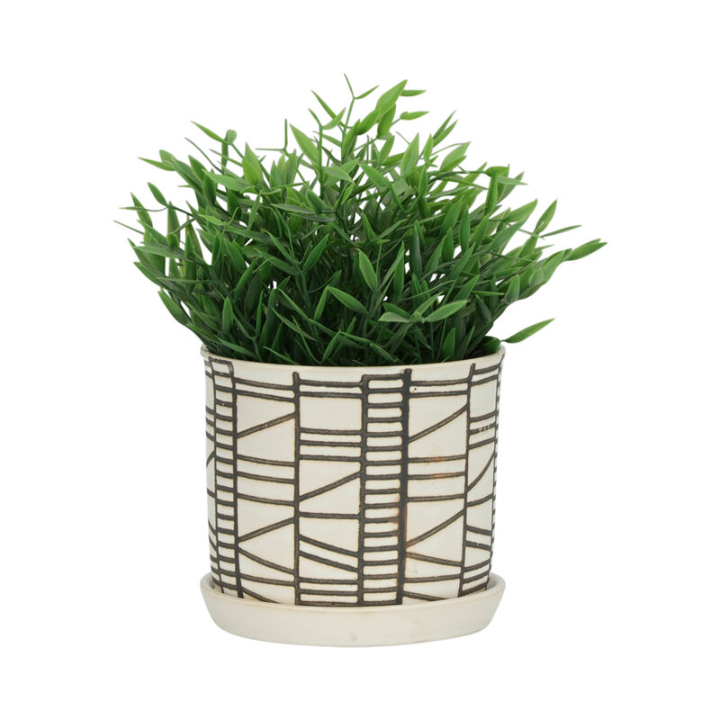 Planter W/ Saucer, Beige
