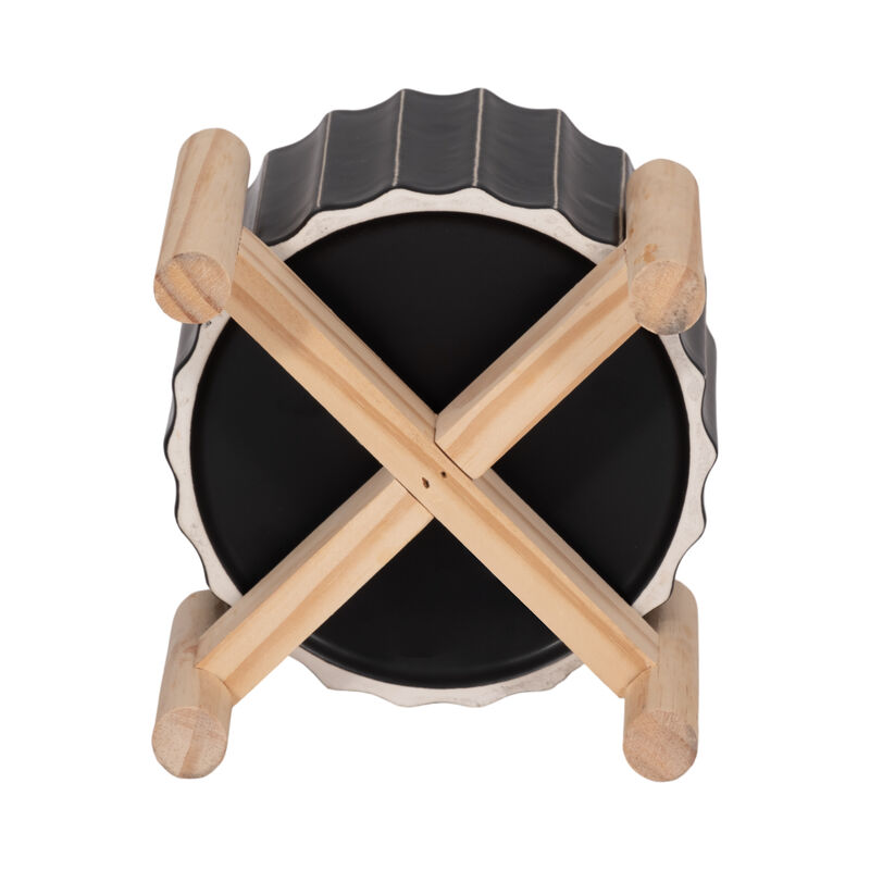 6" Cer Fluted Planter W/Stand