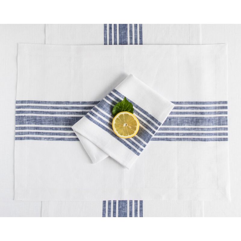 Solino Home 100% Pure Linen Striped Dinner Napkins 20 x 20 Inch Set of 4 | Farmhouse