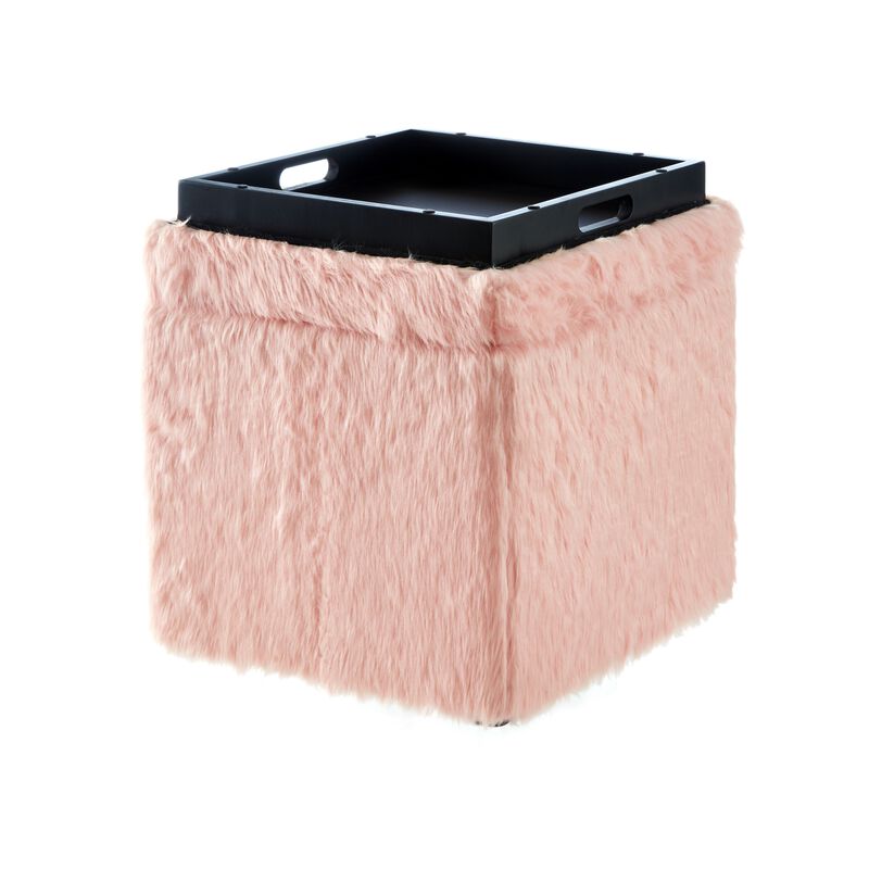 Inspired Home Emme Faux Fur Storage Ottoman