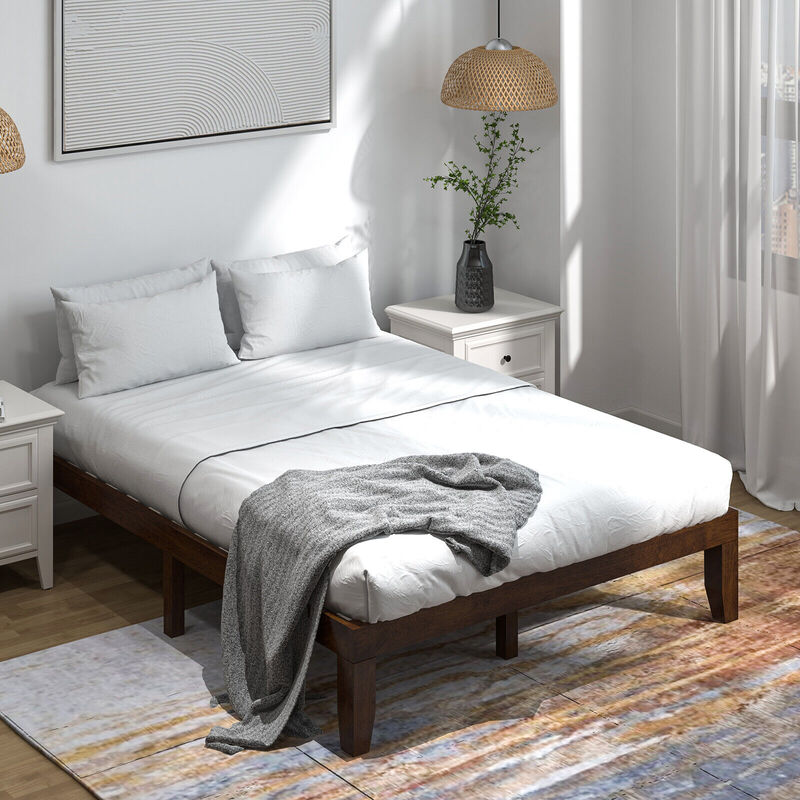 Wooden Bed Frame with Mattress Support for Bedroom or Guest Room