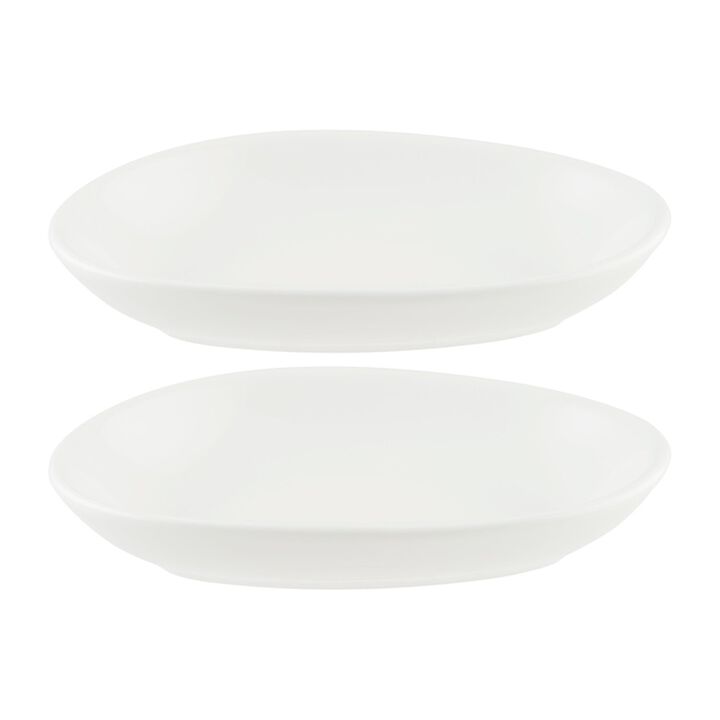 Vago 6" x 4" x h:1" Organic Warm White Porcelain Platter (Set of 2)