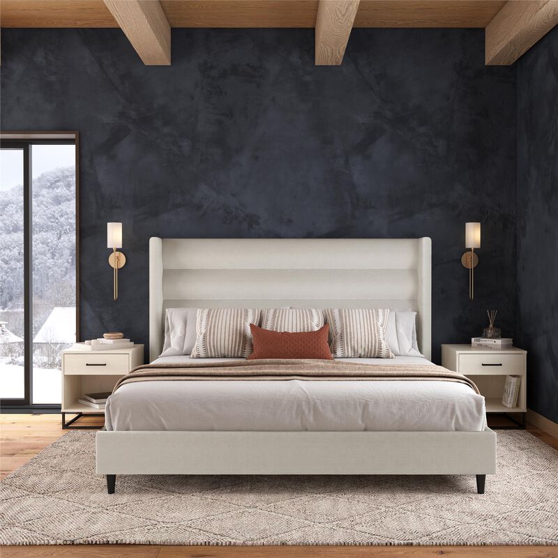 Novogratz Louis Upholstered Wingback Bed