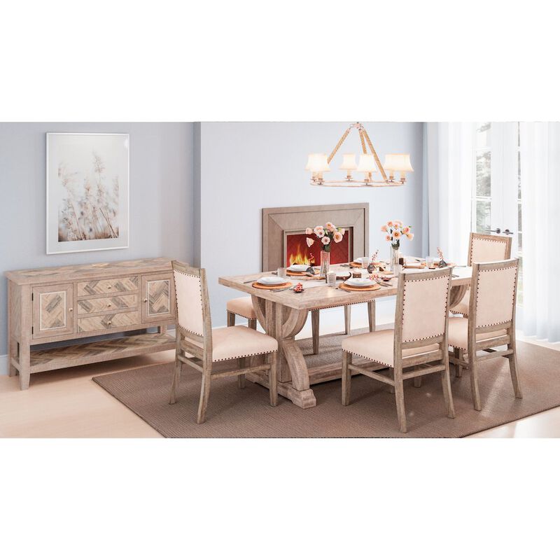 Jofran Fairview Transitional Herringbone Contemporary Distressed Acacia Buffet Server