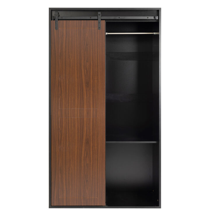 71" High Wardrobe & Cabinet Locker with Sliding Barn Door