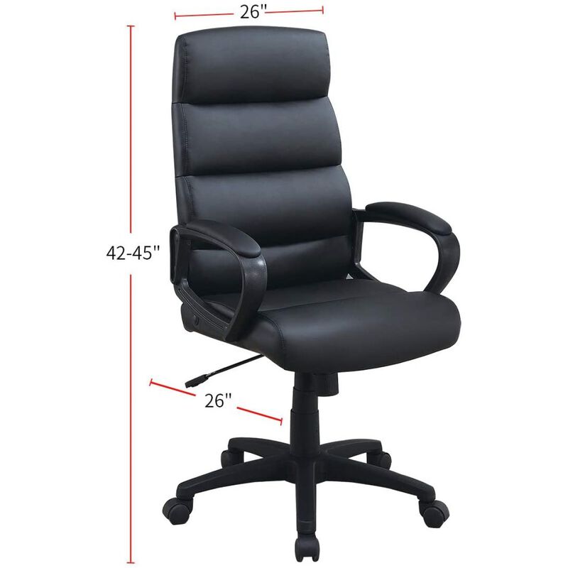 Black Faux Leather Cushioned Upholstered 1 Piece Office Chair Adjustable Height Desk Chair Relax