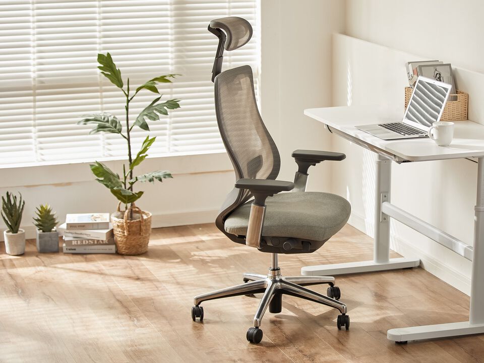 ATLAS Ergonomic Mesh Back Office Chair, High Back Executive Computer Desk Chair with Adjustable Headrest and 4D Arms, Slide Seat, Tilt Lock
