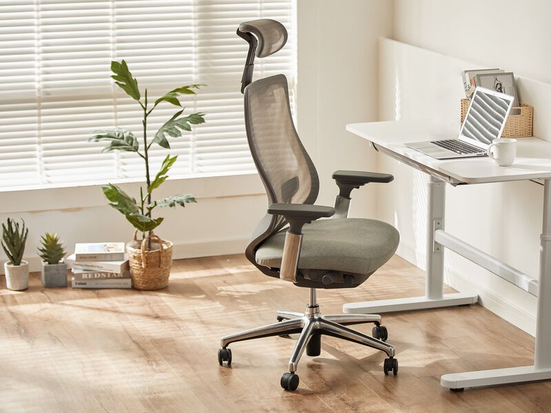 ATLAS Ergonomic Mesh Back Office Chair, High Back Executive Computer Desk Chair with Adjustable Headrest and 4D Arms, Slide Seat, Tilt Lock