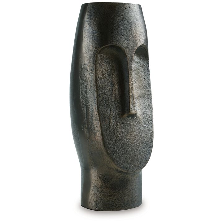 Vase, Abstract Decorative Figurine of a Head, 13 Inch Bronze Aluminum - Benzara