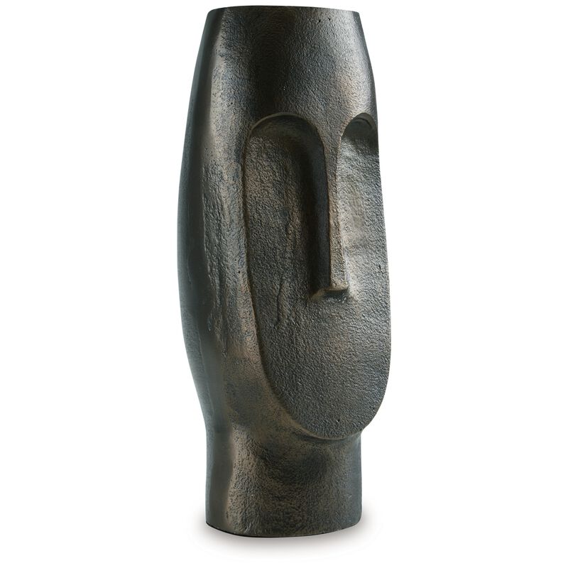 Vase, Abstract Decorative Figurine of a Head, 13 Inch Bronze Aluminum - Benzara