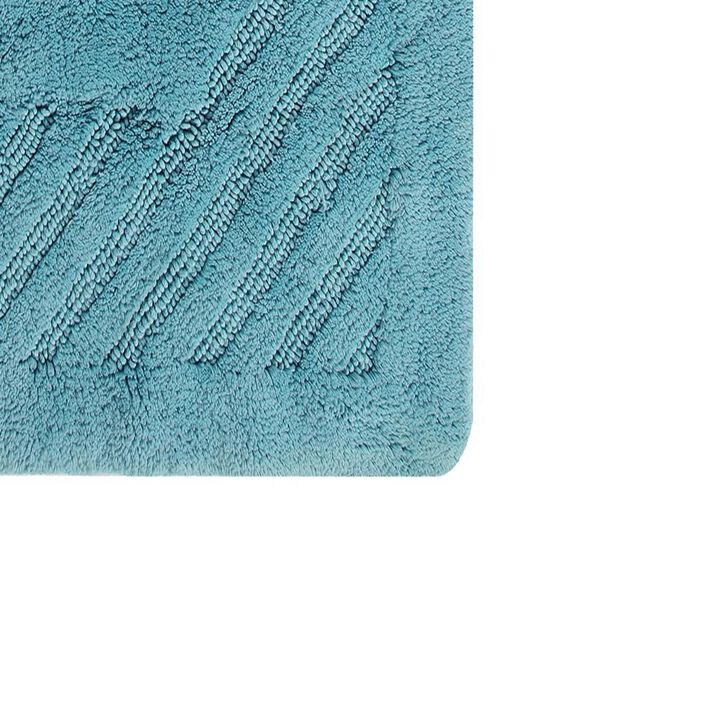 Knightsbridge Diagonal Racetrack 100% Cotton Reversible Bath Rug 20 X 30 Aqua