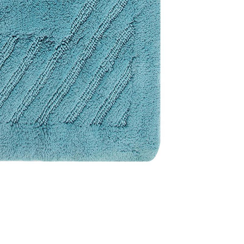 Knightsbridge Diagonal Racetrack 100% Cotton Reversible Bath Rug 20 X 30 Aqua