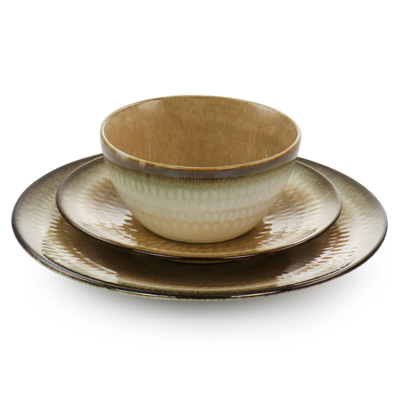 Gibson Elite Moonstruck 16 Piece Ceramic Dinnerware Set in Brown