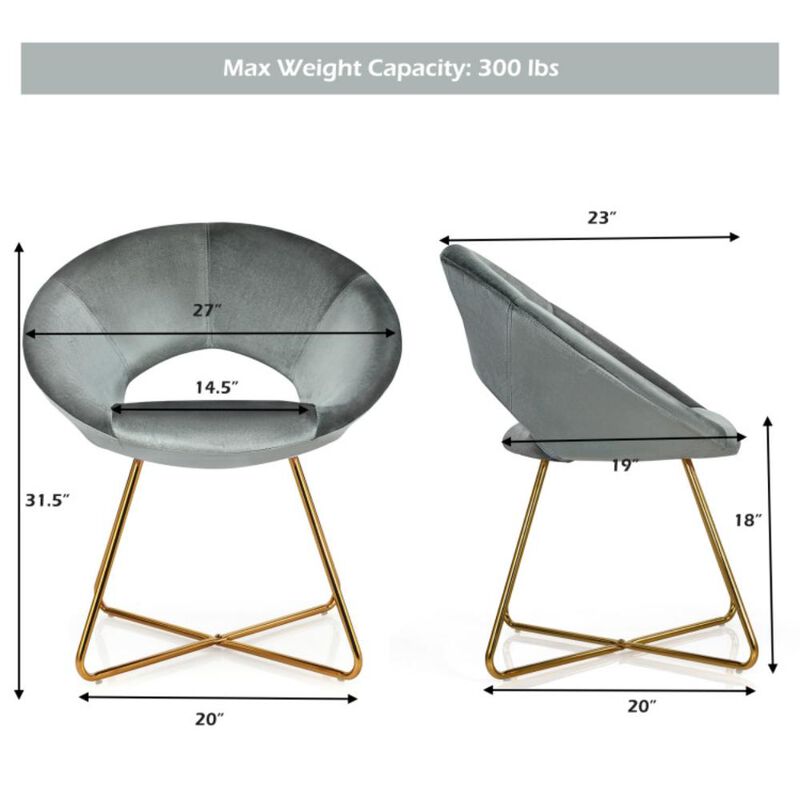 Hivvago Modern Accent Velvet Dining Arm Chair with Golden Metal Legs and Soft Cushion