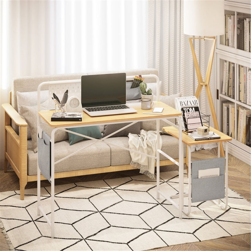 Modern C-Shaped Sofa Table, Laptop Stand & End Table for Living Room