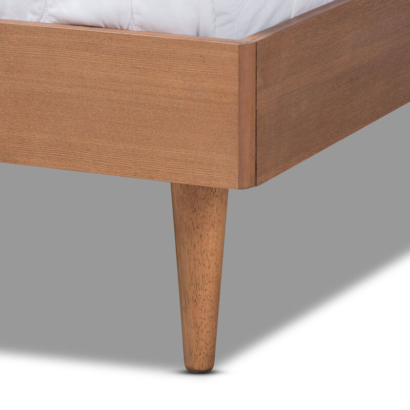 Baxton Studio Rina Mid Century Modern Ash Wanut Finished Queen Size Wood Bed Frame
