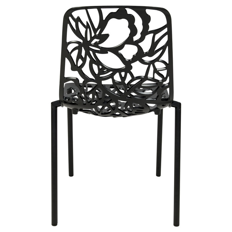 LeisureMod Devon Modern Aluminum Outdoor Dining Chair set of 4 in Brown