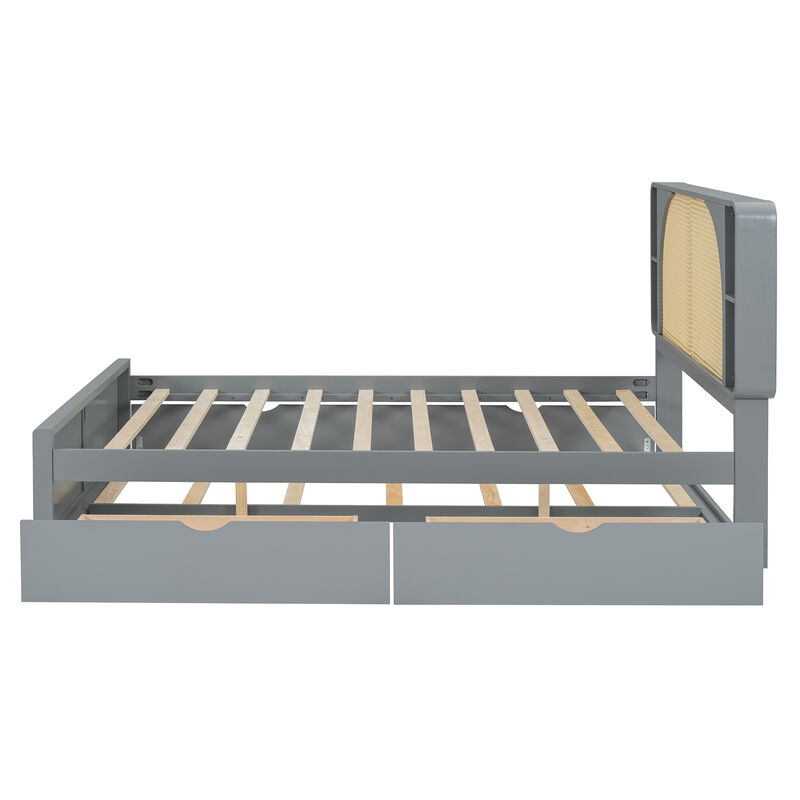 Merax Platform Bed with 2 Drawers and Trundle