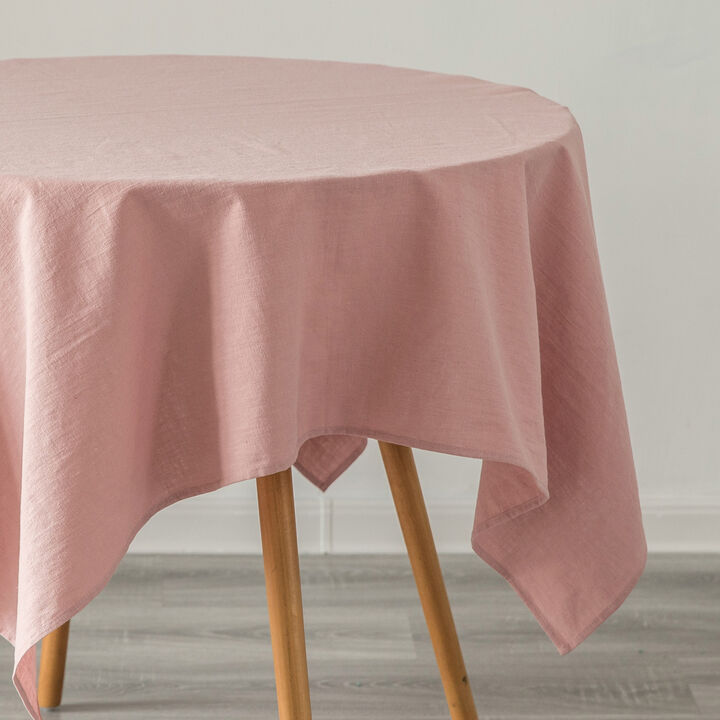Deerlux 100% Pure Linen Washable Tablecloth Solid Color, 52" x 52" Square White