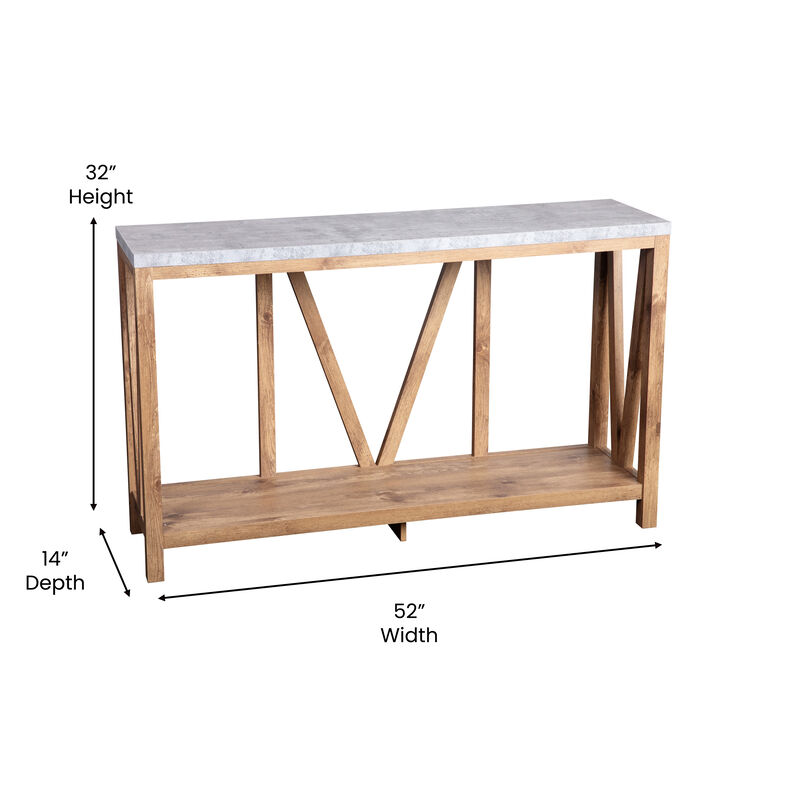 Warm Oak/Marble Entry Table