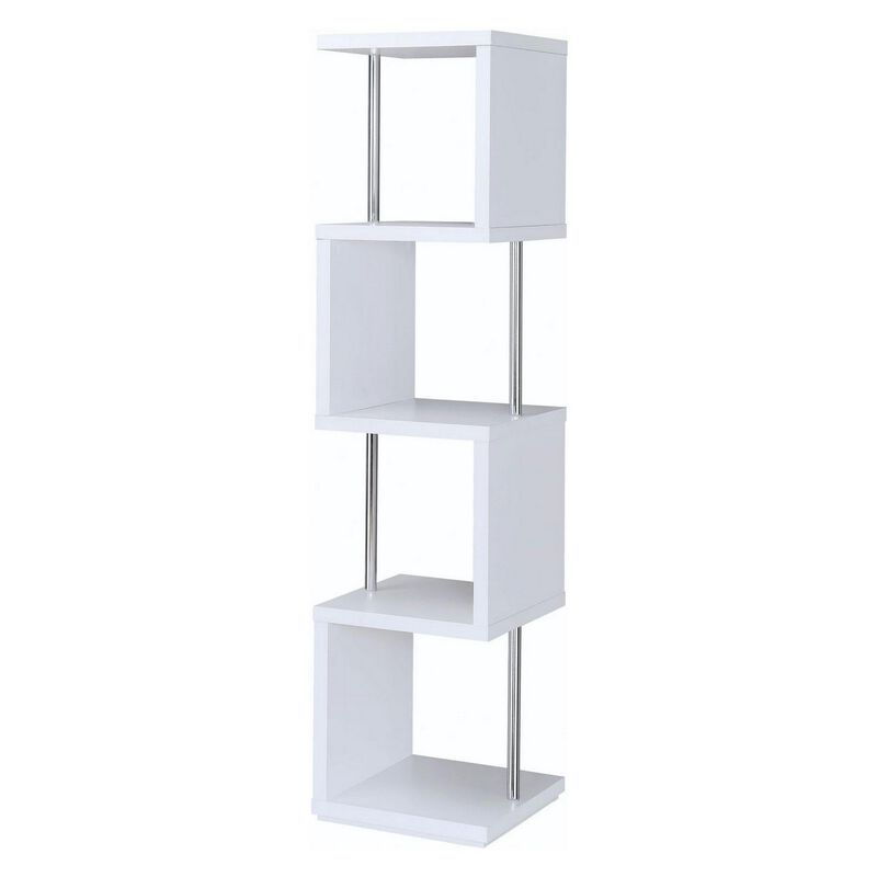 Modern Four Tier Wood And Metal  Bookcase