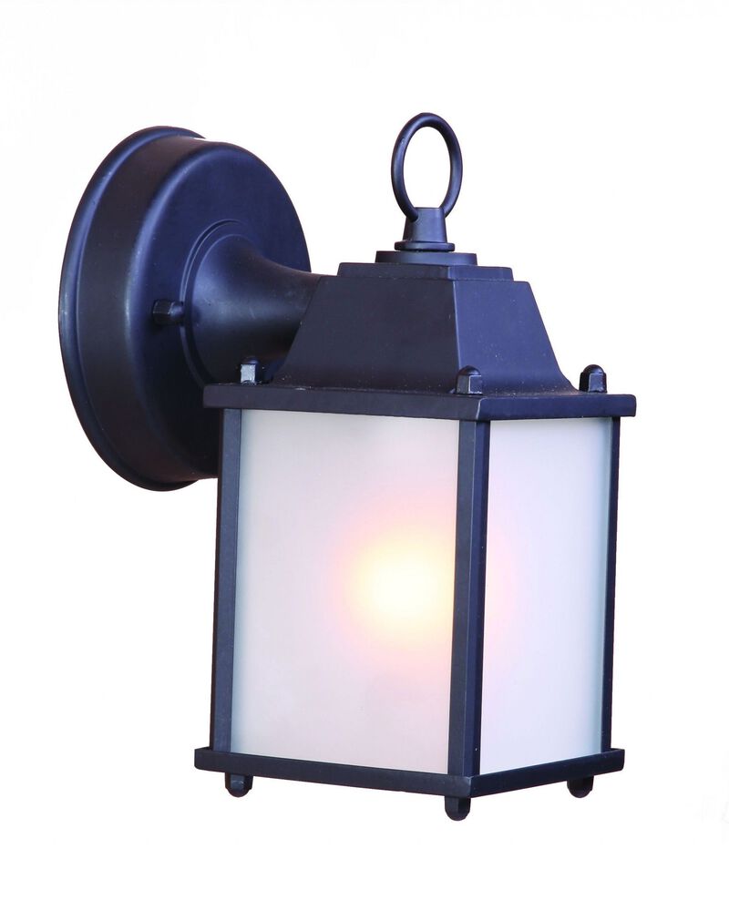 Hivvago Matte Black Hanging Frosted Glass Lantern Wall Light