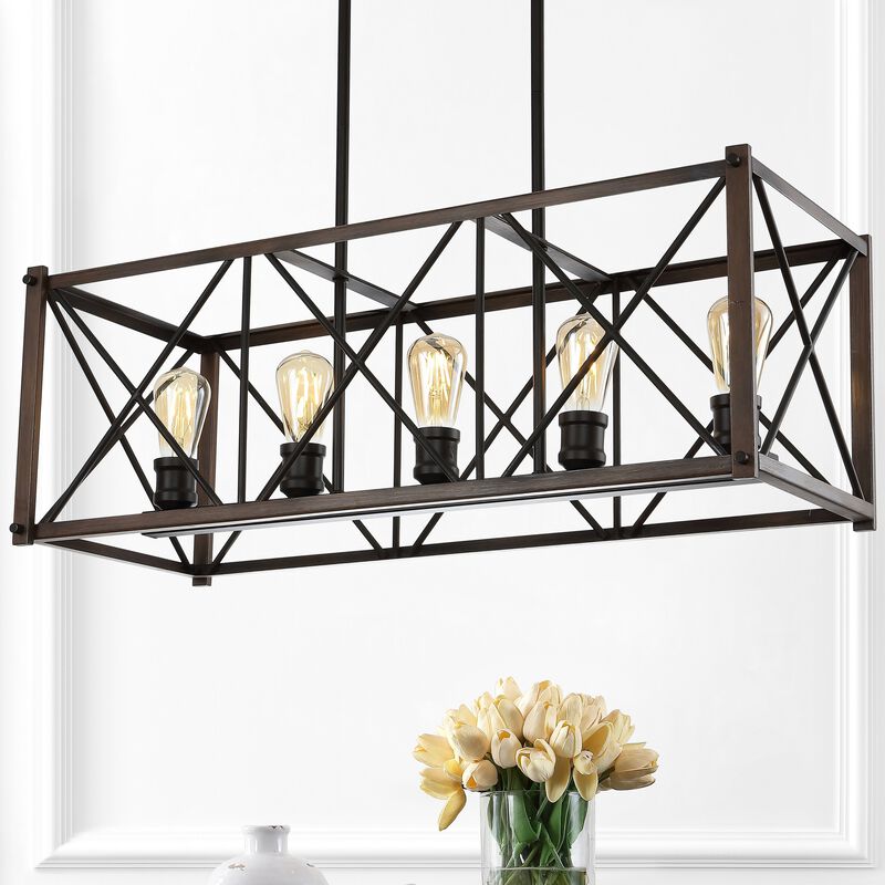 Galax 5-Light Adjustable Iron Farmhouse Industrial LED Dimmable Pendant