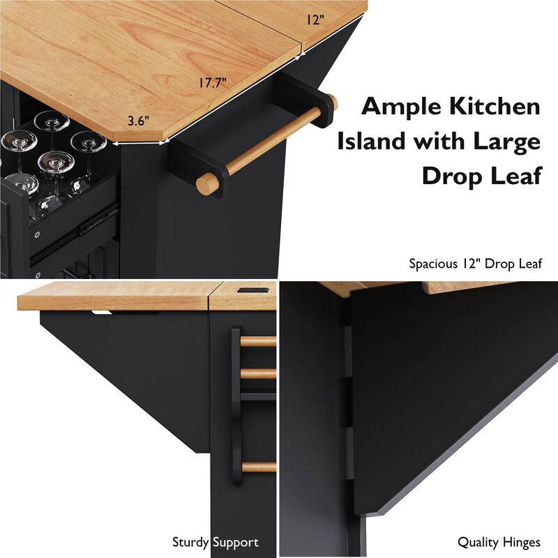 Merax Rolling Kitchen Island  Cart with Power Outlet