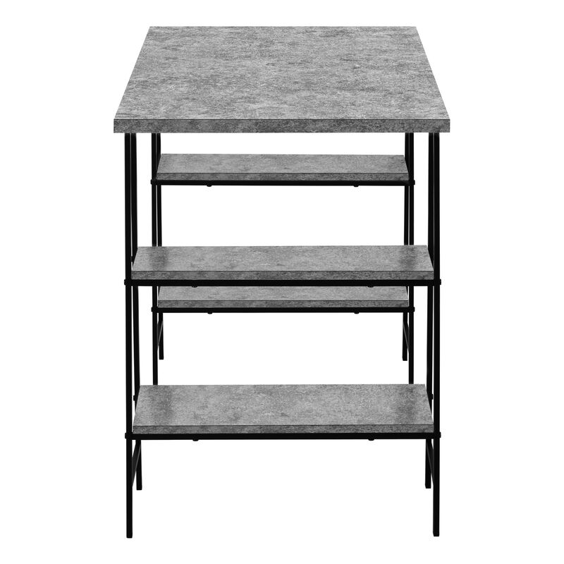 Monarch Specialties I 7526 Computer Desk, Home Office, Laptop, Storage Shelves, 48"L, Work, Metal, Laminate, Grey, Black, Contemporary, Modern