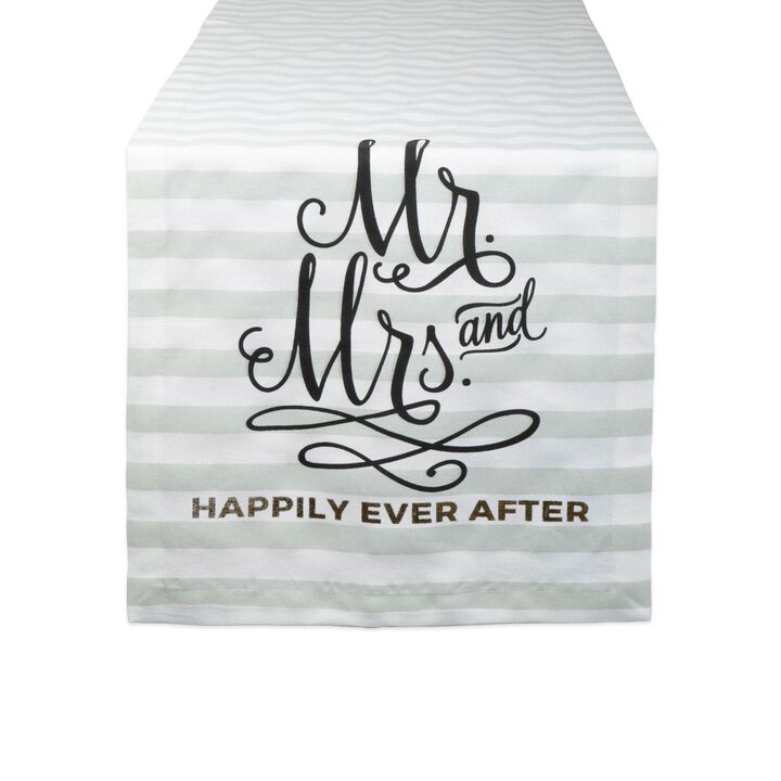 72" Black and White "Mr. & Mrs." Printed Rectangular Wedding Table Runner