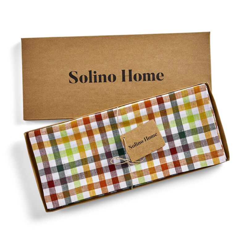 Solino Home 100% Pure Linen Table Runner | Gingham Check for Spring & Easter